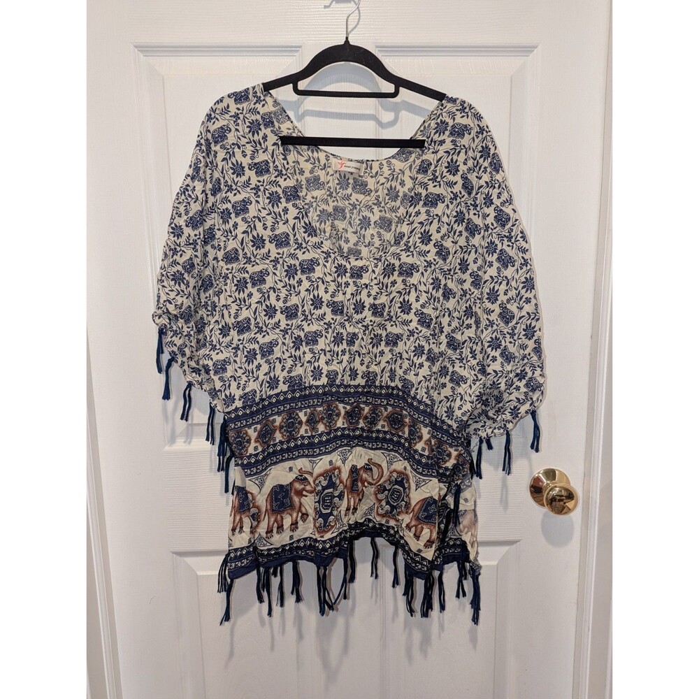 Boho Elephant Print Tassel Top | Indie Festival Cottagecore O/S Swim Cover